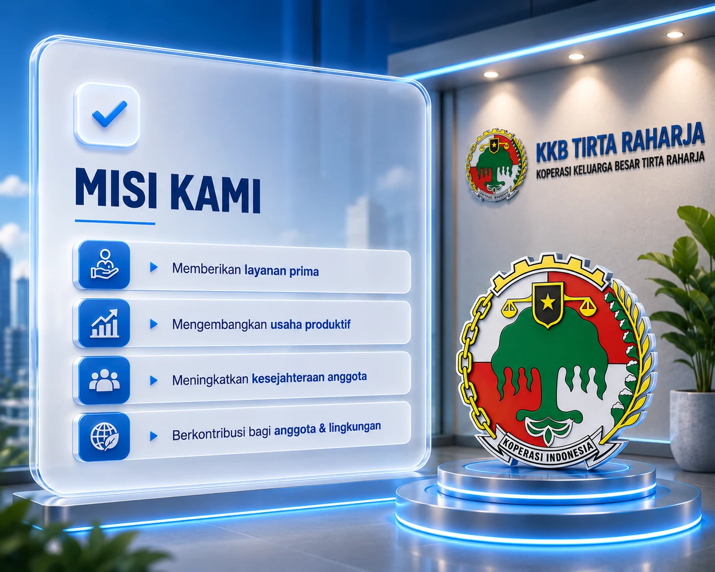 Misi Kami: Memberikan layanan prima, mengembangkan usaha produktif, meningkatkan kesejahteraan anggota, dan berkontribusi bagi anggota & lingkungan.