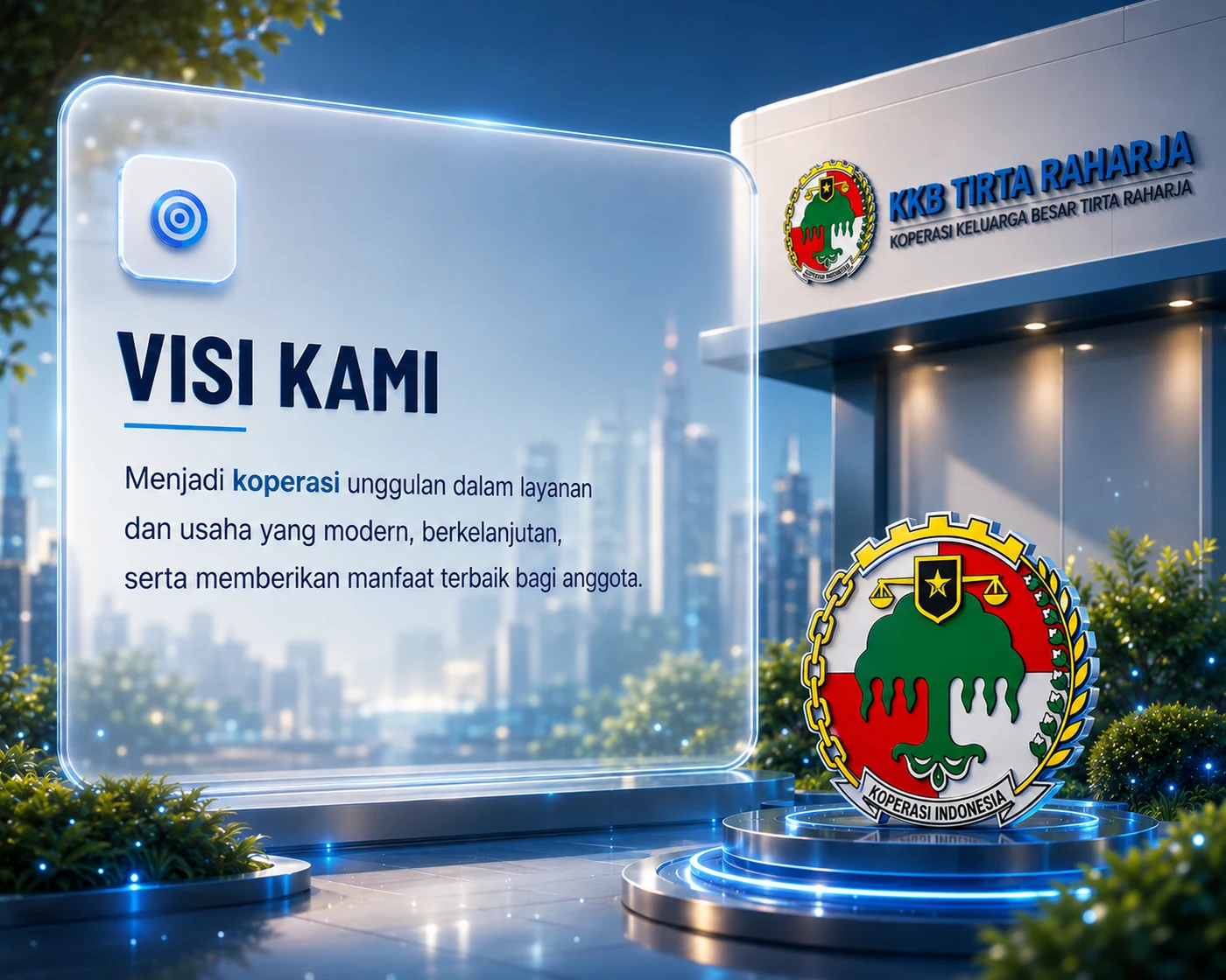 Visi Kami: Menjadi koperasi unggulan dalam layanan dan usaha yang modern, berkelanjutan, serta memberikan manfaat terbaik bagi anggota.